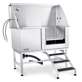 VEVOR 50" Pet Dog Bathing Station w/Stairs, Professional Stainless Steel Dog Grooming Tub w/ Soap Box, Faucet,Rich Accessory, Dog Bathtub for Lar